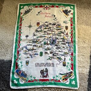 Vintage Northern Ireland Map Kitchen Towel
